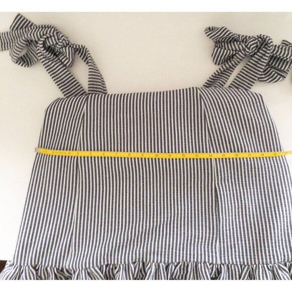 Koch Stella Mini Dress Ruffle Hem Striped Tie Straps M 8-10 - Picture 14 of 16